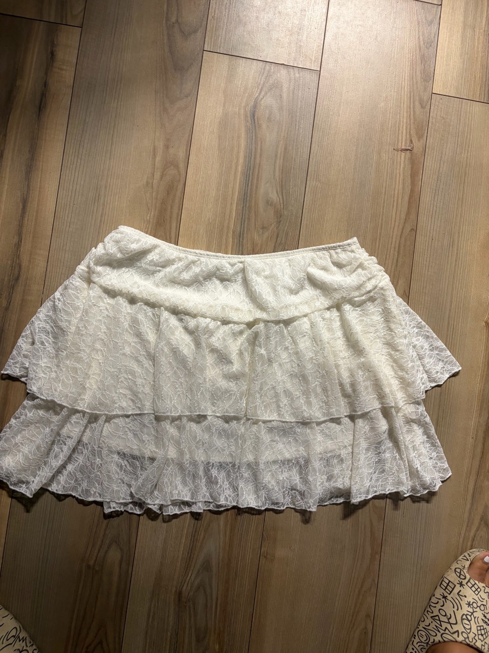NWT! Altar’d State White Tiered Lace Mini Skirt